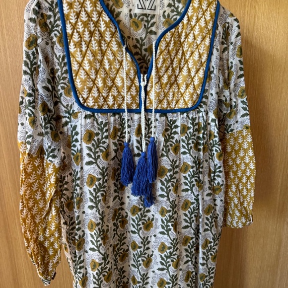 SZ Blockprints Tassle Dress - Gorgeous Fall Sheer! Worn once - Picture 4 of 9